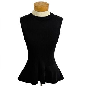 CLASSIQUES ENTIER XS Chic Peplum Light Stretch Sleeveless Sweater Black MSRP$195